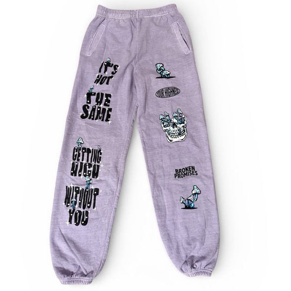 Broken Promises Pants - Purple Graphic jogger Sweatpants